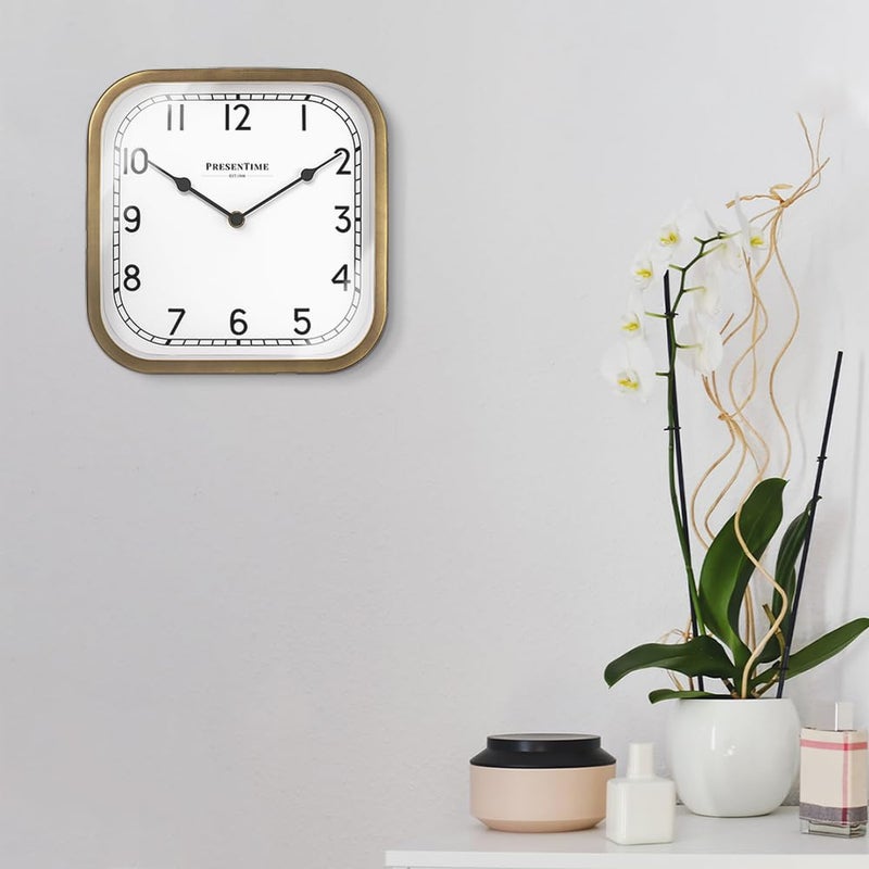 Presentime & Co 10" Anton Vintage Square Clock, Silent No Ticking, Wall & Mantel 2 in 1 Clock, Desk and Shelf Clock, Tabletop DÃ©cor, Antique Hamilton Gold - Image 5